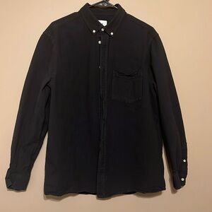 Men’s long sleeve black cotton button down shirt size L